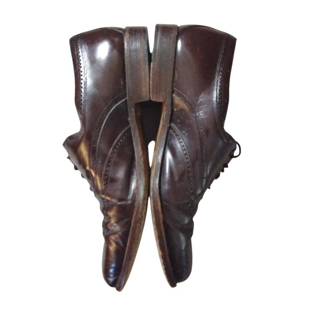 Vintage Bally Lenox Prestige Brown Wing Tip Oxfords Men's Size 7 D